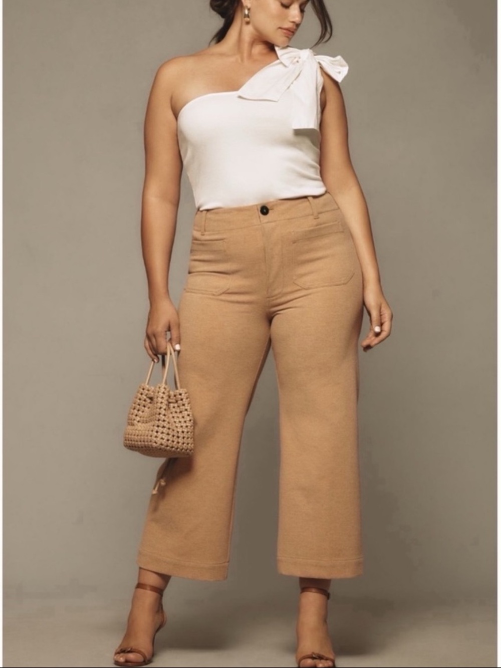 NWT Anthro BRUSHED Maeve The Colette Cropped Wide-Leg Pants Knit Edition 25
